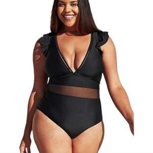Cupshe Black One Piece Swimsuit Plus Size 3X Black Bathing Suit New Swimwear